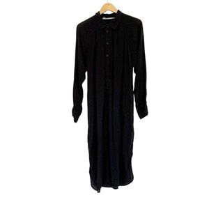 Raquel Allegra Black Lightweight Long Sleeve Midi Dress Size 2 Timeless Neutral
